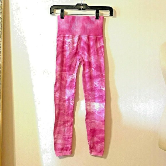 Free People Movement Leggings XS/S Pink White Tie Dye Pants - Picture 2 of 10